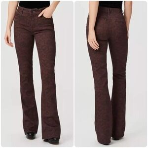 NWT Paige Lou Lou Jeans In Cherrywood Burgundy Paisley Women's Size 24